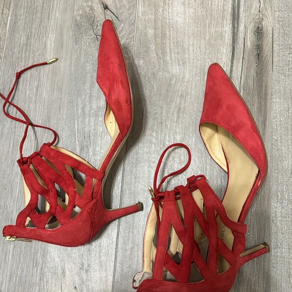 Red Ivanka Trump comfortable suede low heel shoes Size 10 no returns - Picture 12 of 16